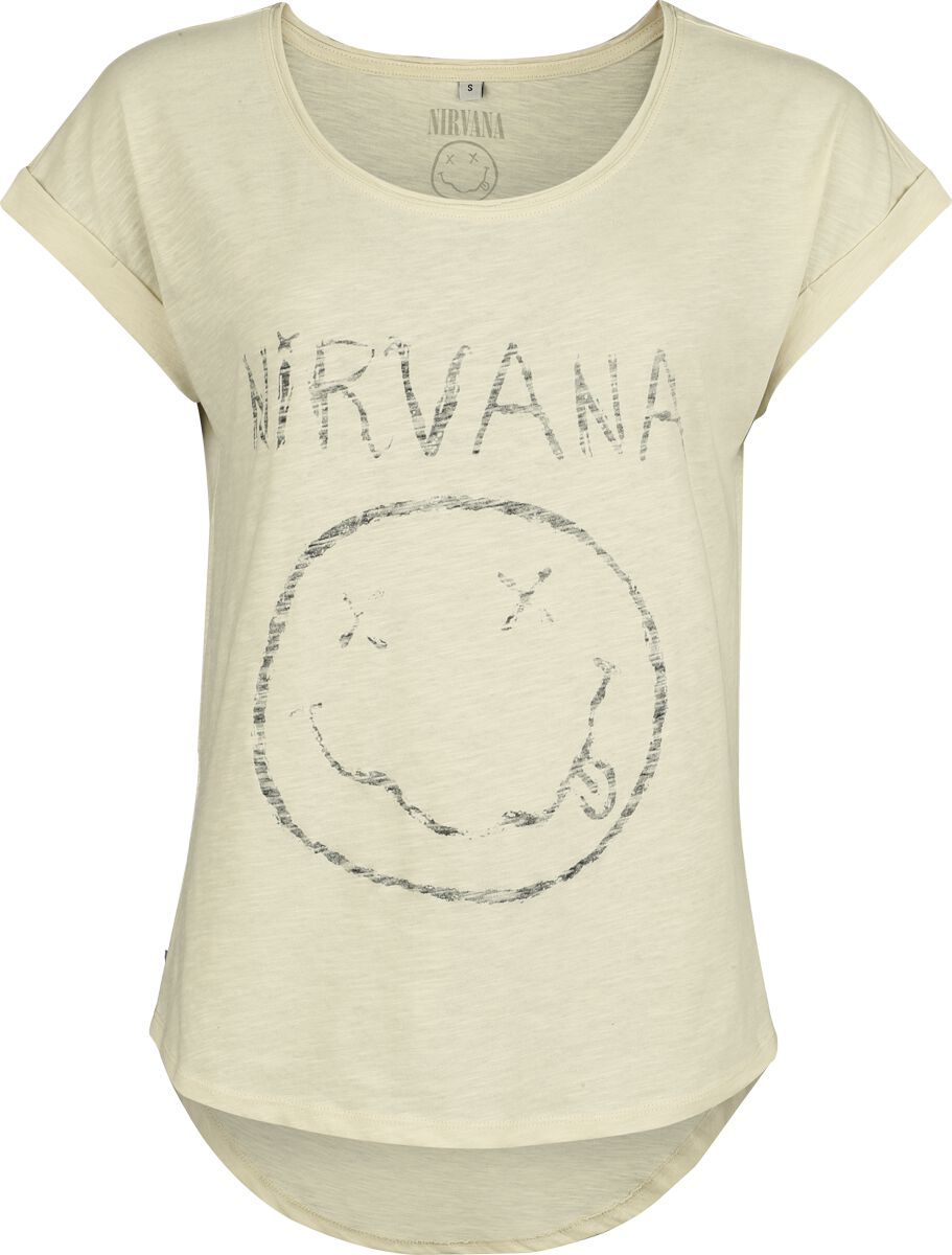 T-Shirt Manches courtes  de Nirvana - Smiley - XS à XXL - pour Femme - sable - Nirvana