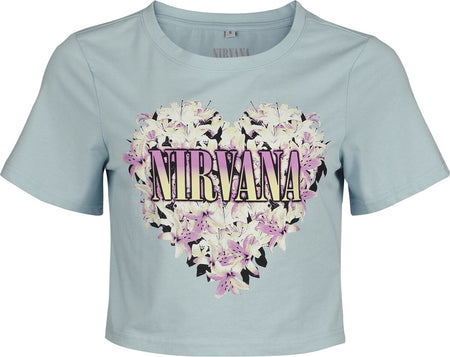 T-Shirt Manches courtes  de Nirvana - Flower Heart - XS à XL - pour Femme - bleu - Nirvana