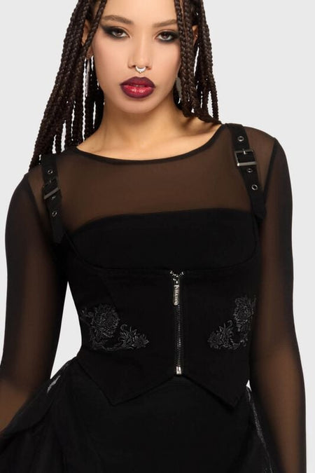 Corset Gothic de Killstar - Gaia Adorned - Corset Serre-Taille - XS à 4XL - pour Femme - noir - Killstar