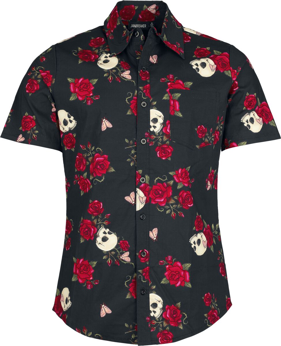 Chemise manches courtes Rockabilly de Jawbreaker - Skulls and Roses - Chemise - S à XXL - pour Homme - noir - Jawbreaker