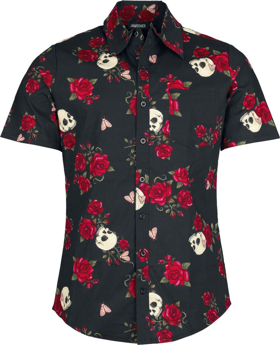 Chemise manches courtes Rockabilly de Jawbreaker - Skulls and Roses - Chemise - S à XXL - pour Homme - noir - Jawbreaker