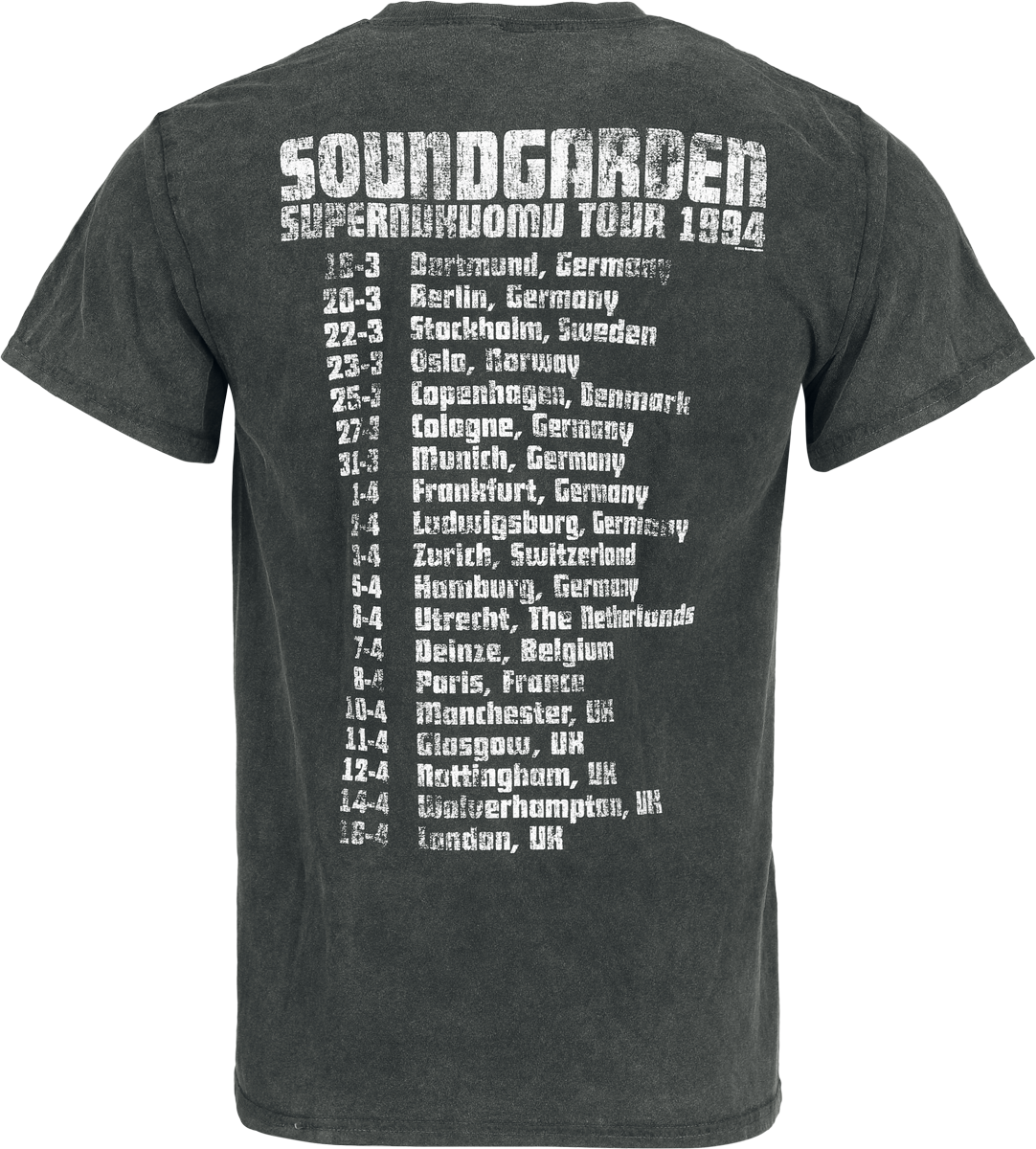 T-Shirt Manches courtes  de Soundgarden - '94 Tour - S à XXL - pour Homme - noir - Soundgarden - View 2