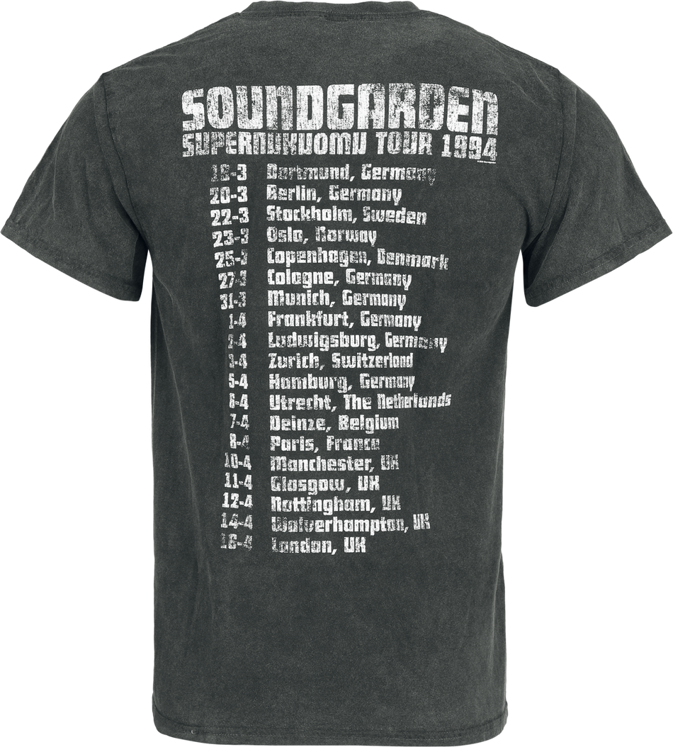 T-Shirt Manches courtes  de Soundgarden - '94 Tour - S à XXL - pour Homme - noir - Soundgarden - View 2