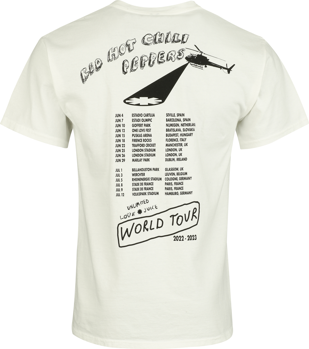 T-Shirt Manches courtes  de Red Hot Chili Peppers - World Tour - S à XXL - pour Homme - blanc - Red Hot Chili Peppers - View 2