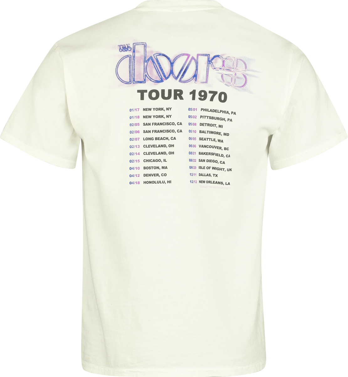 T-Shirt Manches courtes  de The Doors - Tour 1970 - S à XXL - pour Homme - blanc - The Doors - View 2
