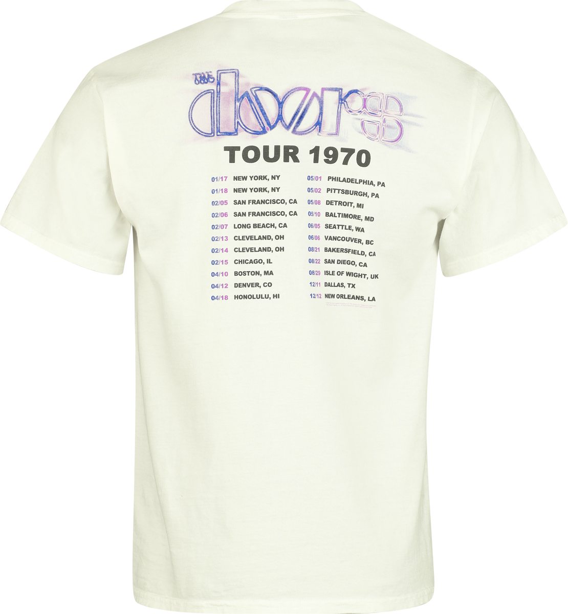 T-Shirt Manches courtes  de The Doors - Tour 1970 - S à XXL - pour Homme - blanc - The Doors - View 2