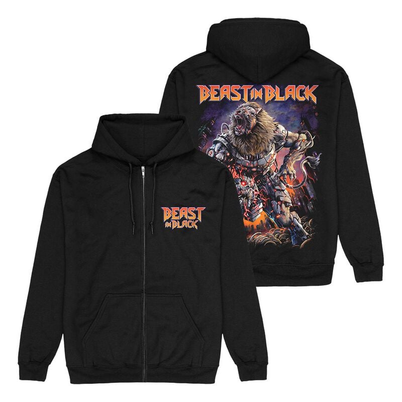 Sweat-shirt zippé à capuche  de Beast In Black - Cyber Apocalypse - S à 3XL - pour Homme - noir - Beast In Black