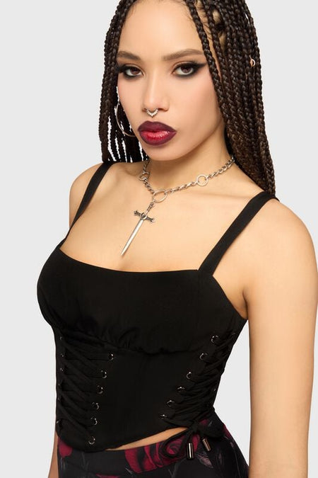 Corset Gothic de Killstar - Mourning Muse - Morganna Corset Top - XS à 4XL - pour Femme - rouge foncé - Killstar