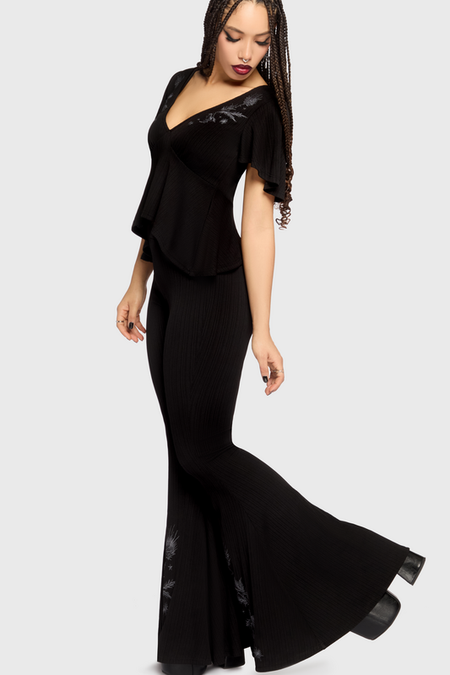 Pantalon en toile Gothic de Killstar - Mourning Muse - Thistina Flares - XS à 4XL - pour Femme - noir - Killstar - View 2