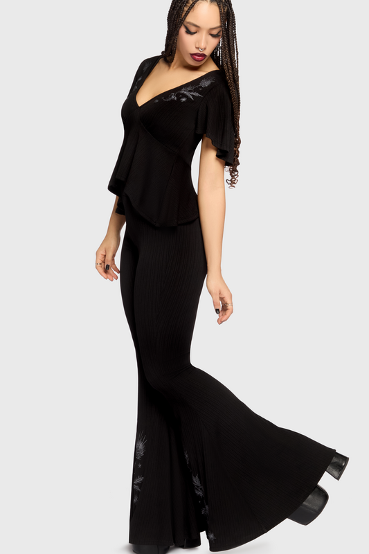 Pantalon en toile Gothic de Killstar - Mourning Muse - Thistina Flares - XS à 4XL - pour Femme - noir - Killstar - View 2