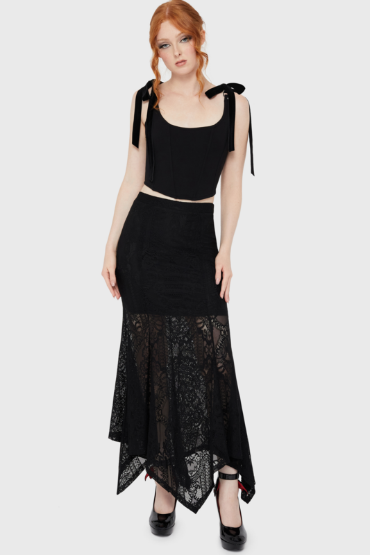 Jupe longue Gothic de Killstar - Belladona Lace - Maxi Skirt - XS à 4XL - pour Femme - noir - Killstar - View 2