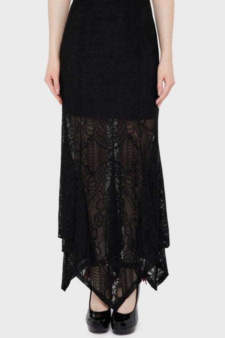 Jupe longue Gothic de Killstar - Belladona Lace - Maxi Skirt - XS à 4XL - pour Femme - noir - Killstar