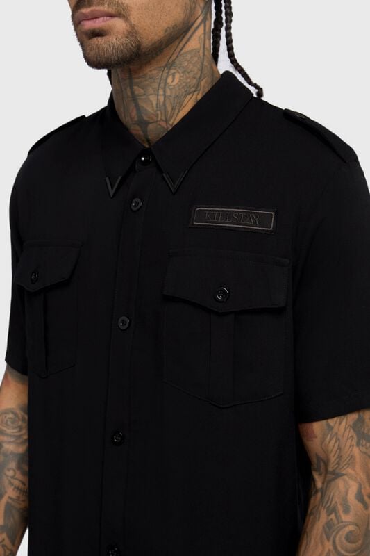 Chemise manches courtes Gothic de Killstar - Crypt Threads Button Up Shirt - XS à XXL - pour Homme - noir - Killstar
