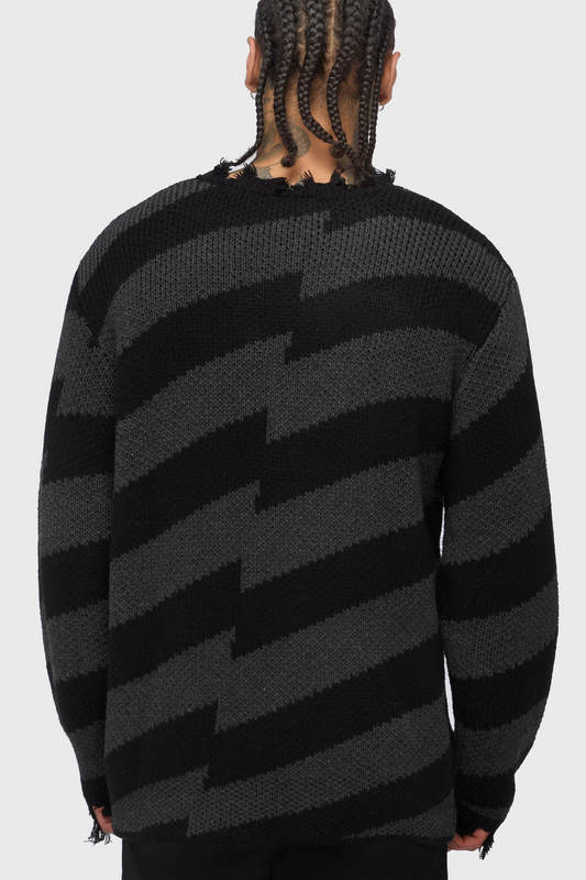 Pull tricoté Gothic de Killstar - Shadowmark Jaquard Sweater - XS à 4XL - pour Homme - noir/gris - Killstar - View 2