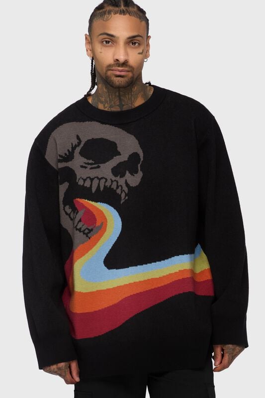 Pull tricoté Gothic de Killstar - VNTGOTH Jacquard Sweater - XS à XXL - pour Homme - noir - Killstar