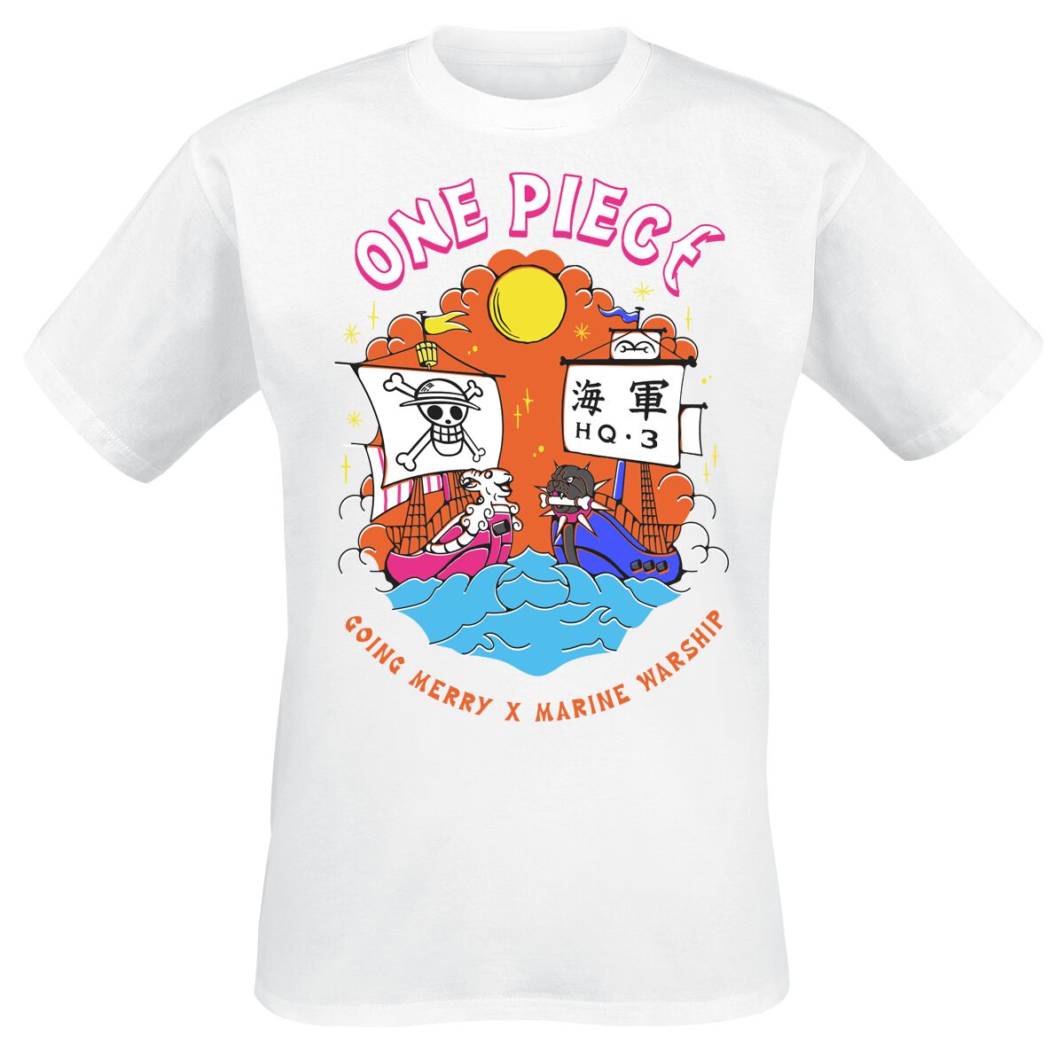 T-Shirt Manches courtes  de One Piece - Going Merry X Marine Warship - S à XXL - pour Homme - blanc - One Piece