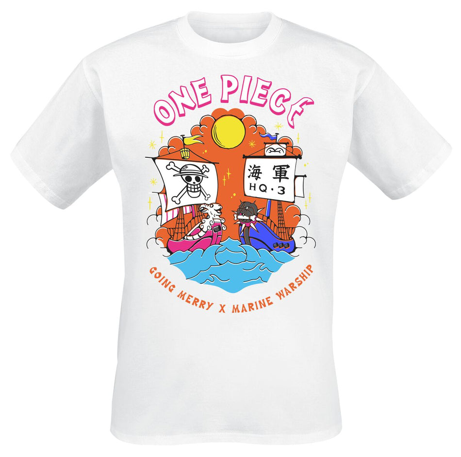 T-Shirt Manches courtes  de One Piece - Going Merry X Marine Warship - S à XXL - pour Homme - blanc - One Piece