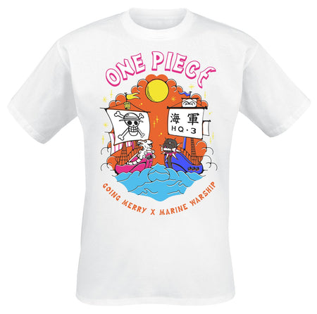 T-Shirt Manches courtes  de One Piece - Going Merry X Marine Warship - S à XXL - pour Homme - blanc - One Piece
