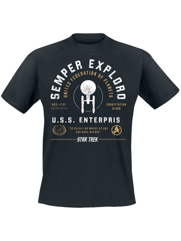 T-Shirt Manches courtes  de Star Trek - United Federation - M à 5XL - pour Homme - noir - Star Trek