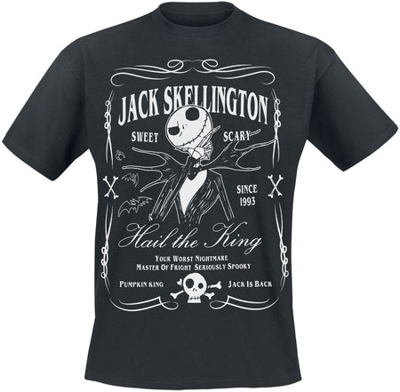 T-Shirt Manches courtes Disney de L'Étrange Noël De Monsieur Jack - Jack Skellington - Label - M à 3XL - pour Homme - noir - L'Étrange Noël De Monsieur Jack