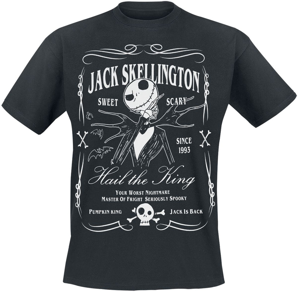 T-Shirt Manches courtes Disney de L'Étrange Noël De Monsieur Jack - Jack Skellington - Label - M à 3XL - pour Homme - noir - L'Étrange Noël De Monsieur Jack