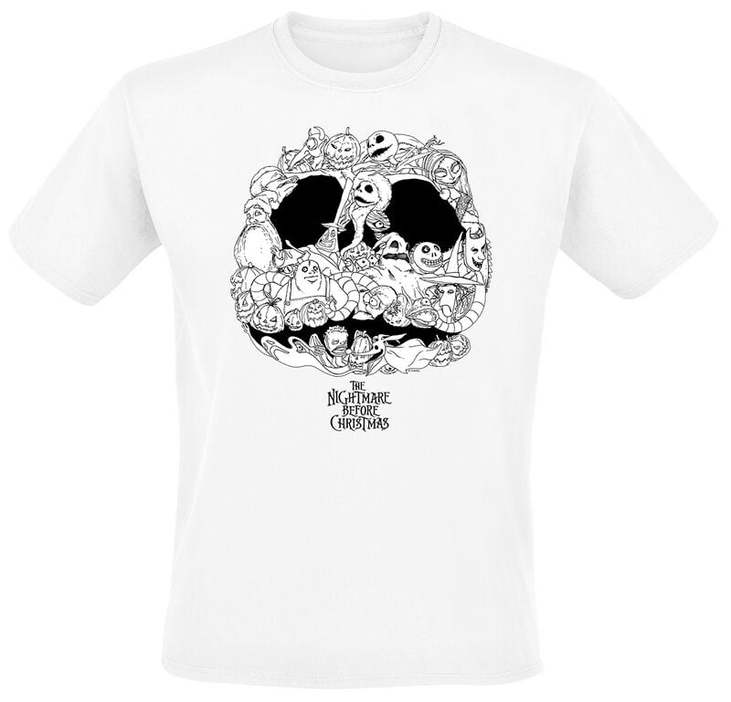 T-Shirt Manches courtes Disney de L'Étrange Noël De Monsieur Jack - Jack Skellington - Jackolanterns - M à 3XL - pour Homme - blanc - L'Étrange Noël De Monsieur Jack