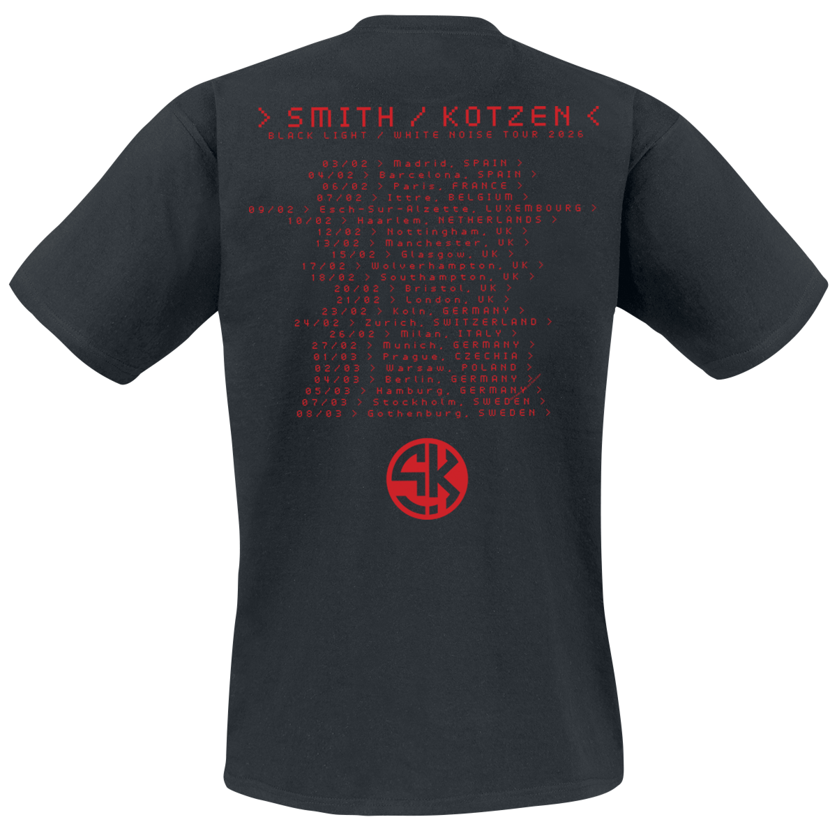 T-Shirt Manches courtes  de Adrian Smith / Richie Kotzen - Tour 2026 - M à 5XL - pour Homme - noir - Adrian Smith / Richie Kotzen - View 2