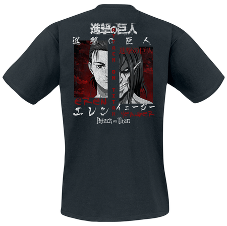T-Shirt Manches courtes  de L'Attaque Des Titans - Eren & Titan - M à 3XL - pour Homme - noir - L'Attaque Des Titans - View 2