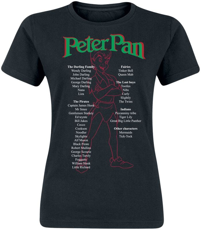 T-Shirt Manches courtes Disney de Peter Pan - Silhouette - S à XXL - pour Unisexe - noir - Peter Pan