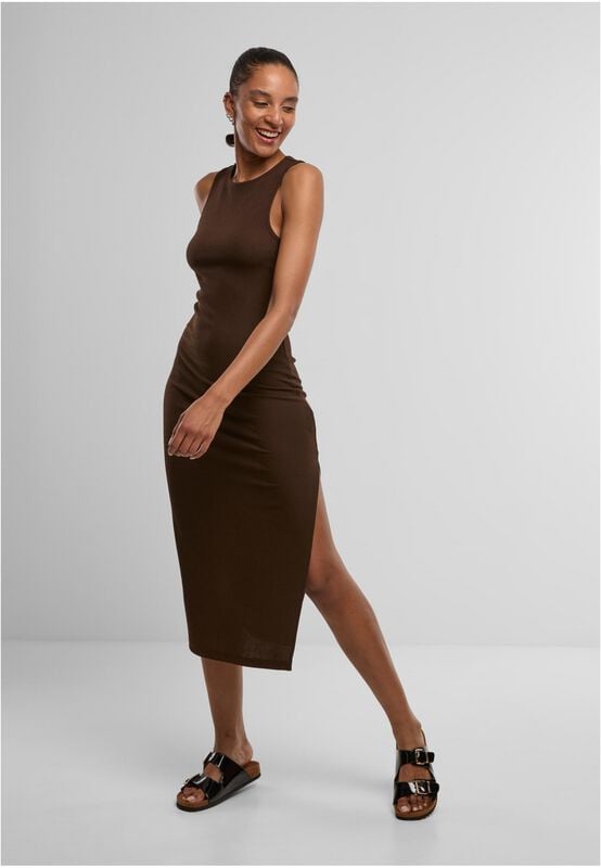 Robe longue  de Urban Classics - Robe Côtelée Dos Nageur - XS à XL - pour Femme - marron - Urban Classics