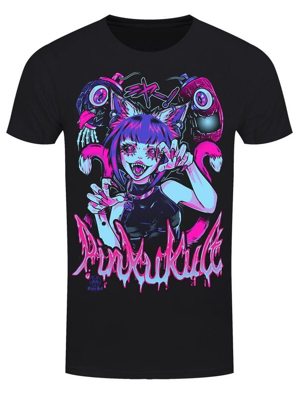 T-Shirt Manches courtes Gothic de Pinku Kult - Nekomata - S à 3XL - pour Homme - noir - Pinku Kult