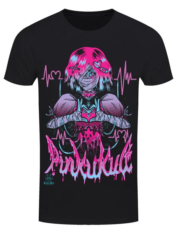 T-Shirt Manches courtes Gothic de Pinku Kult - Heartbeat - S à 3XL - pour Homme - noir - Pinku Kult