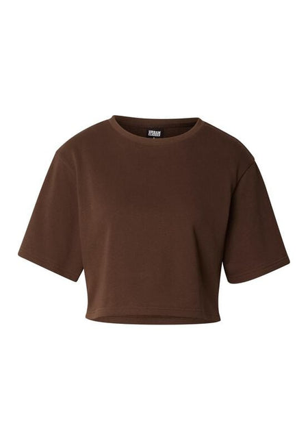 T-Shirt Manches courtes  de Urban Classics - Crop Top Terry - XS à 4XL - pour Femme - marron - Urban Classics