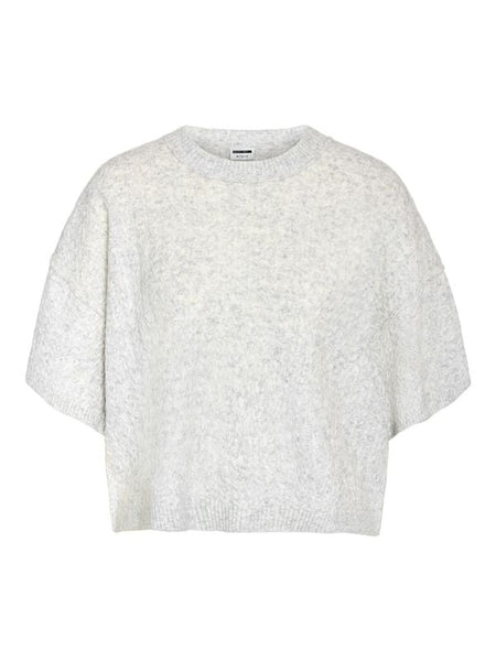 T-Shirt Manches courtes  de Noisy May - NMSMILLA S/S NOOS - Crop Top Tricoté - XS à XL - pour Femme - gris - Noisy May