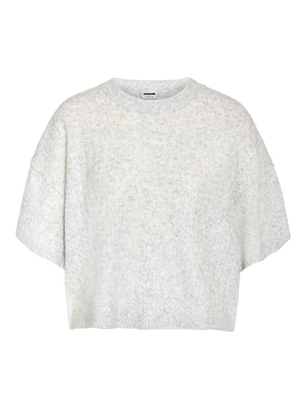 T-Shirt Manches courtes  de Noisy May - NMSMILLA S/S NOOS - Crop Top Tricoté - XS à XL - pour Femme - gris - Noisy May