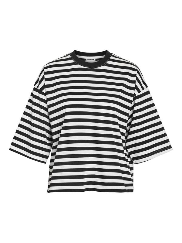 T-Shirt Manches courtes  de Noisy May - NMEMBER 2/4 NOOS - Sweat Rayé - XS à XL - pour Femme - noir/blanc - Noisy May