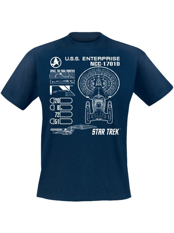 T-Shirt Manches courtes  de Star Trek - Enterprise - M à 5XL - pour Homme - marine - Star Trek