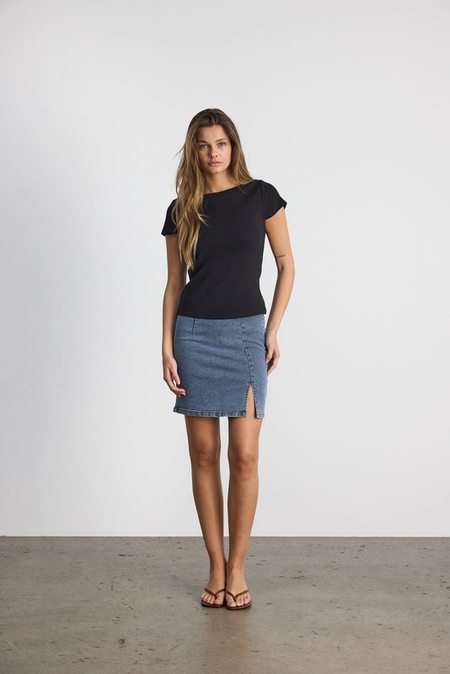 T-Shirt Manches courtes  de Noisy May - NMMAYA S/S NOOS - Haut Col Bateau - XS à L - pour Femme - noir - Noisy May - View 2