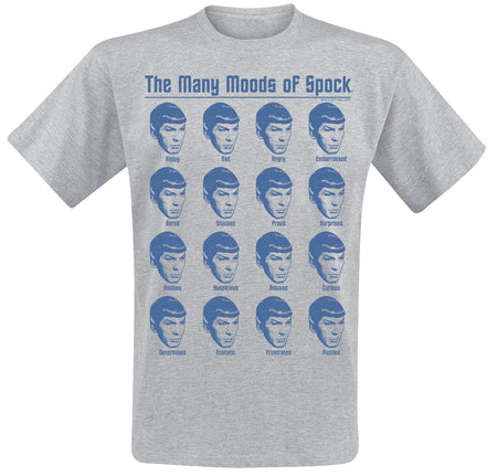 T-Shirt Manches courtes  de Star Trek - Many Moods Of Spock - M à 3XL - pour Homme - gris - Star Trek