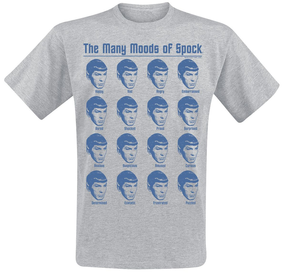 T-Shirt Manches courtes  de Star Trek - Many Moods Of Spock - M à 3XL - pour Homme - gris - Star Trek