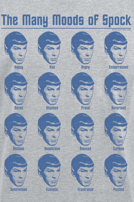 T-Shirt Manches courtes  de Star Trek - Many Moods Of Spock - M à 3XL - pour Homme - gris - Star Trek - View 2