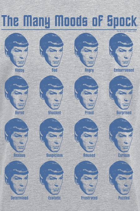 T-Shirt Manches courtes  de Star Trek - Many Moods Of Spock - M à 3XL - pour Homme - gris - Star Trek - View 2