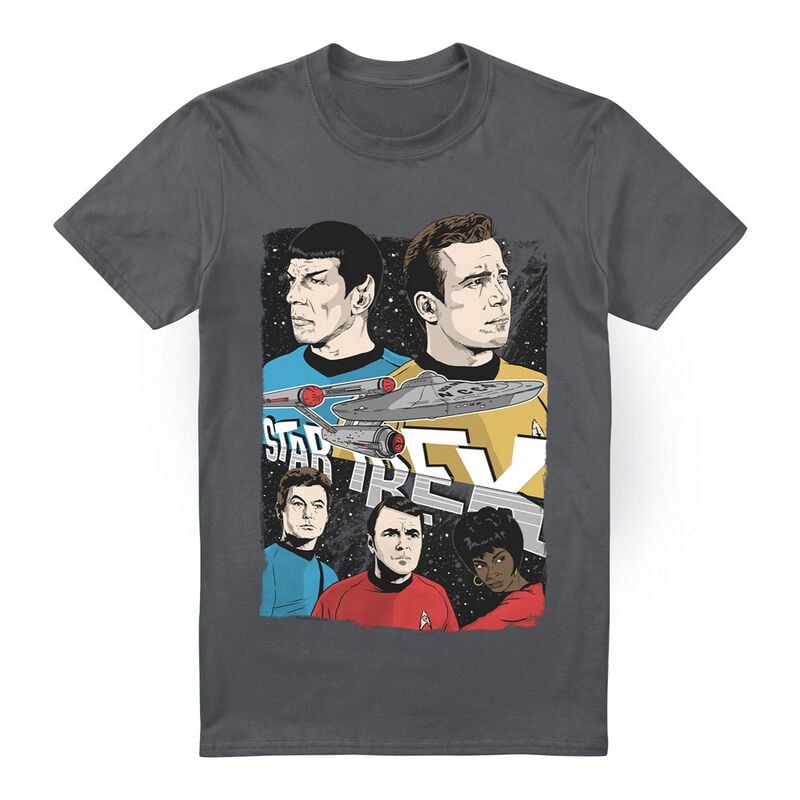 T-Shirt Manches courtes  de Star Trek - Illustrated Crew - M à 4XL - pour Homme - anthracite - Star Trek