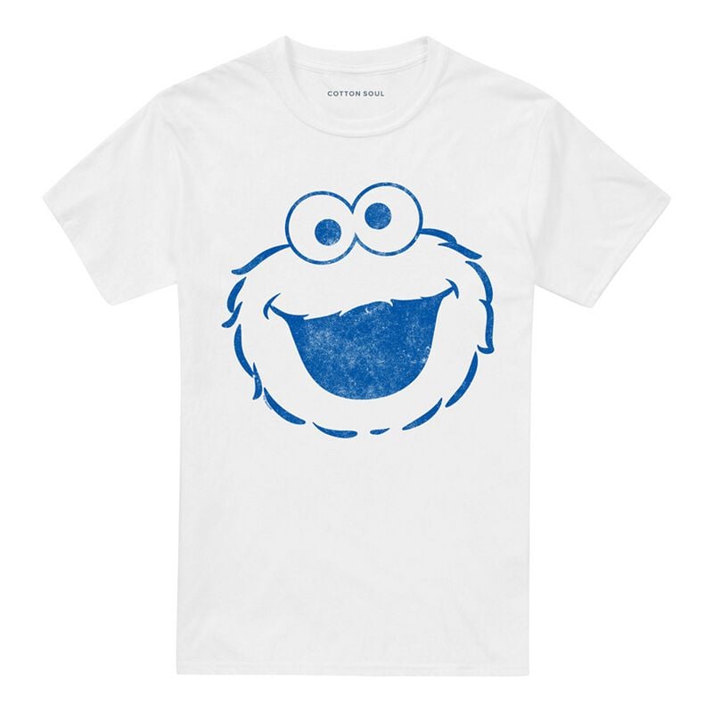 T-Shirt Manches courtes  de Sesame Street - Cookie Monster - M à 5XL - pour Homme - blanc - Sesame Street