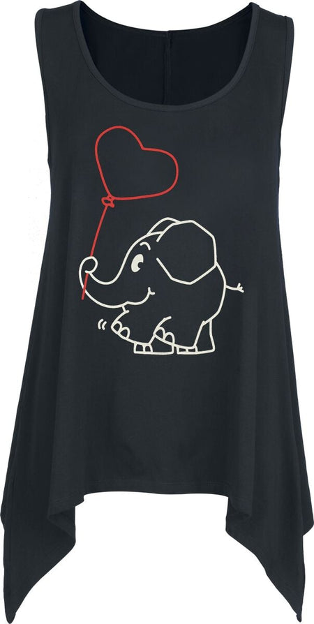 Top  de Die Sendung mit der Maus - Ballon Cœur - S à 3XL - pour Femme - noir - Die Sendung mit der Maus