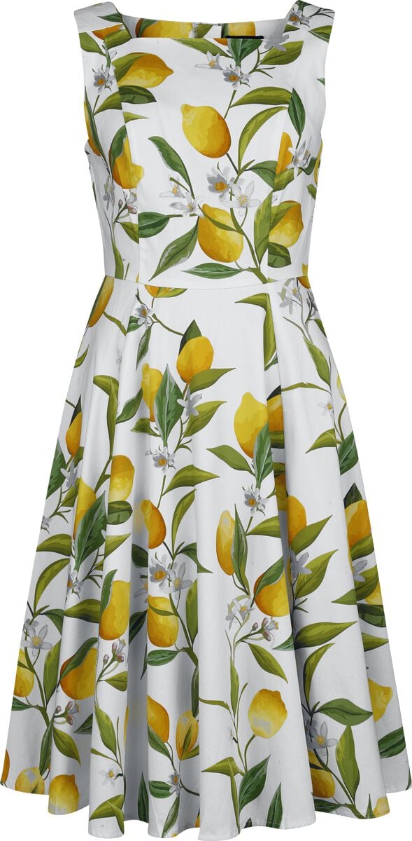 Robe mi-longue Rockabilly de H&R London - Lemon Fleur - Robe - M à 3XL - pour Femme - multicolore - H&R London