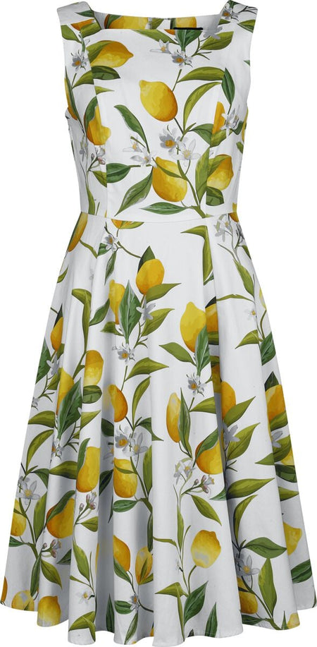 Robe mi-longue Rockabilly de H&R London - Lemon Fleur - Robe - S à XXL - pour Femme - multicolore - H&R London