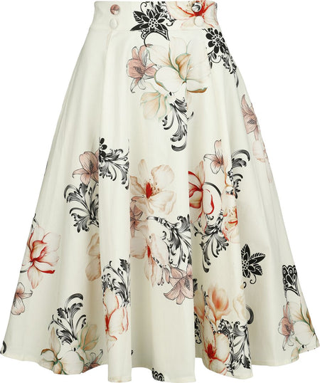 Jupe mi-longue Rockabilly de H&R London - Bloomline - Jupe - XS à 4XL - pour Femme - multicolore - H&R London