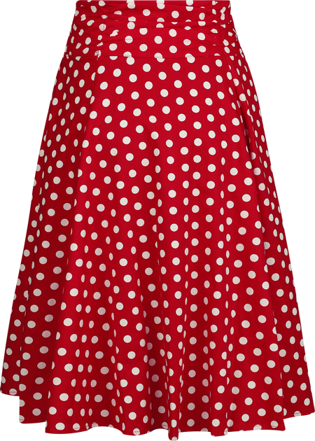 Jupe mi-longue Rockabilly de H&R London - Jupe à Pois Blancs - S à 4XL - pour Femme - rouge - H&R London - View 2