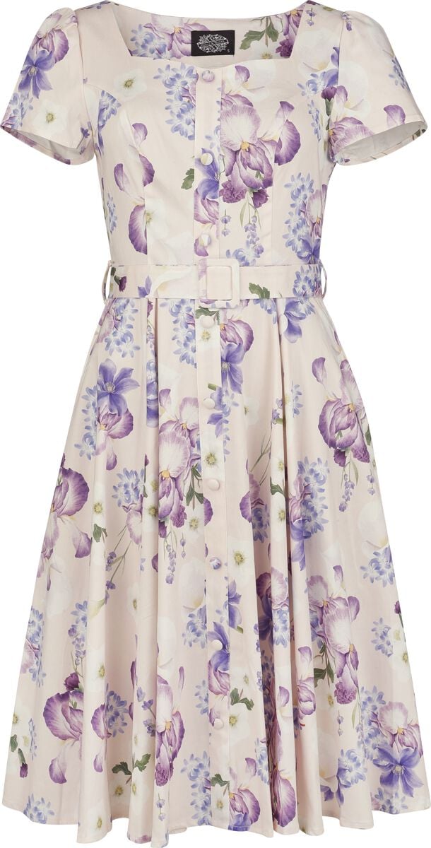 Robe mi-longue Rockabilly de H&R London - Soft Flora - Robe - XS à XL - pour Femme - multicolore - H&R London